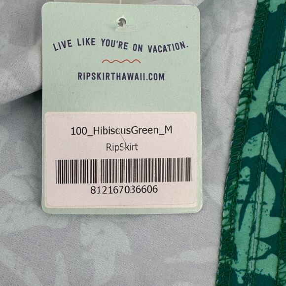 RipSkirt Floral Hibiscus Short Length 1 Adjustable Wrap Skirt Size Medium Green - Picture 5 of 7